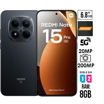 CELULAR XIAOMI REDMI NOTE 15 PRO 5G NEGRO 256GB
