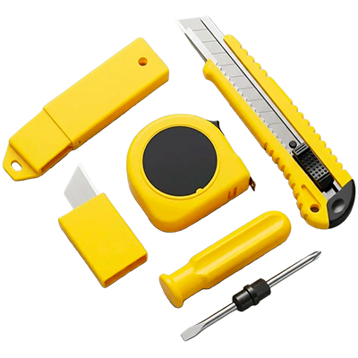 KIT BISTURÍ EXACTO CON CINTA METRICA Y DESTONILLADOR ETR-1641G-4