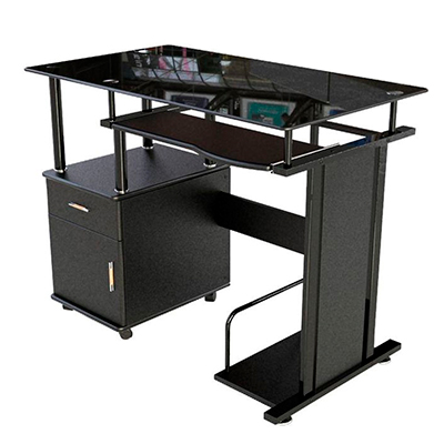 ESCRITORIO EN VIDRIO 3 NIVELES RX-D7321 NEGRO